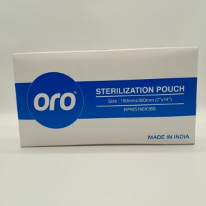 Oro Sterilisation pouch, 190mm x 360mm self sealing with 2 indicators used in sterilisation