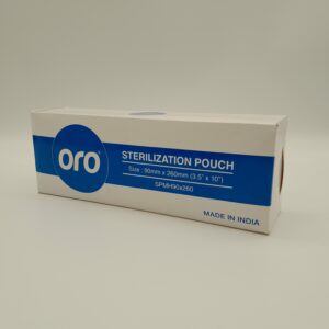 Oro Sterilisation pouch, 90mm x 260mm with Self sealing steribag with 2 indicators used in dental sterilisation
