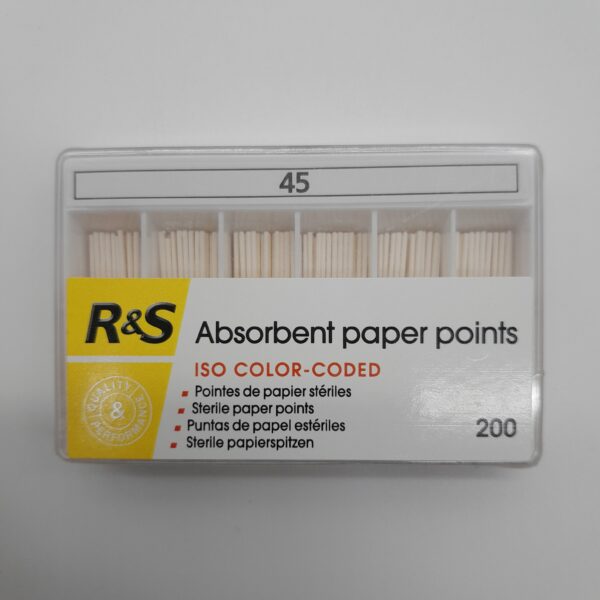 R&S Paper Points 45 in white colour used in endodontics