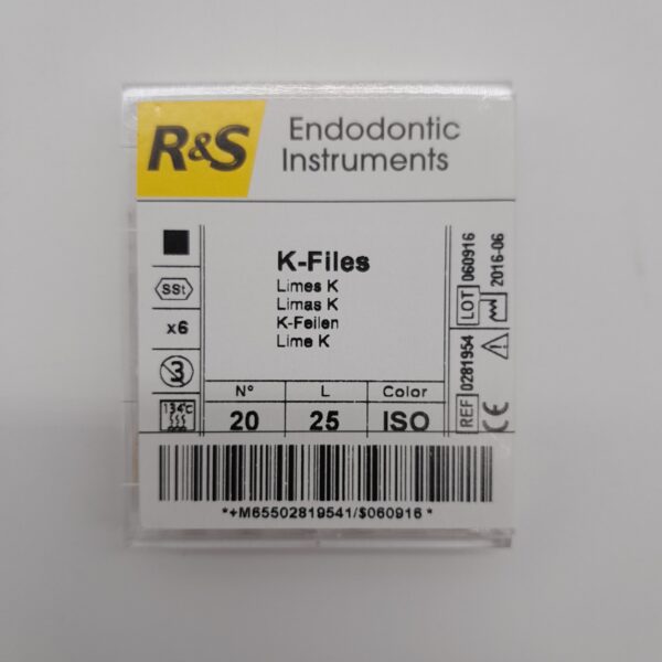 R&S K Files - Size 20 with 25mm length used in endontics