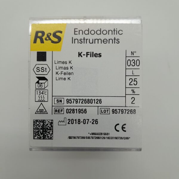 R&S K Files - Size 30 with 25mm length used in endontics