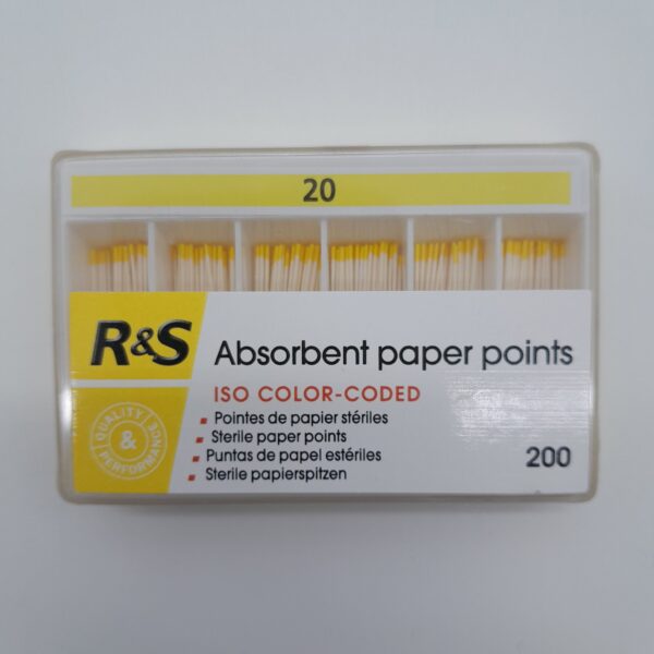 R&S Paper Points 20 in yellow colour used inendodontics