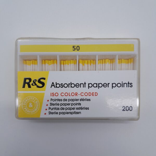 R&S Paper Points 50 in yellow colour used in endodontics