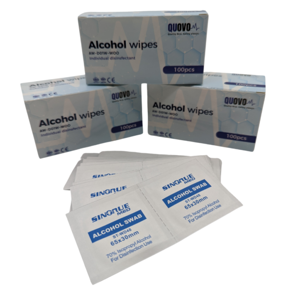 Box of quovo alcohol wipes