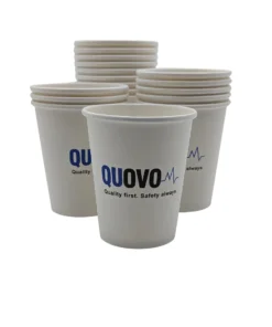 QUOVO branded disposable paper cups